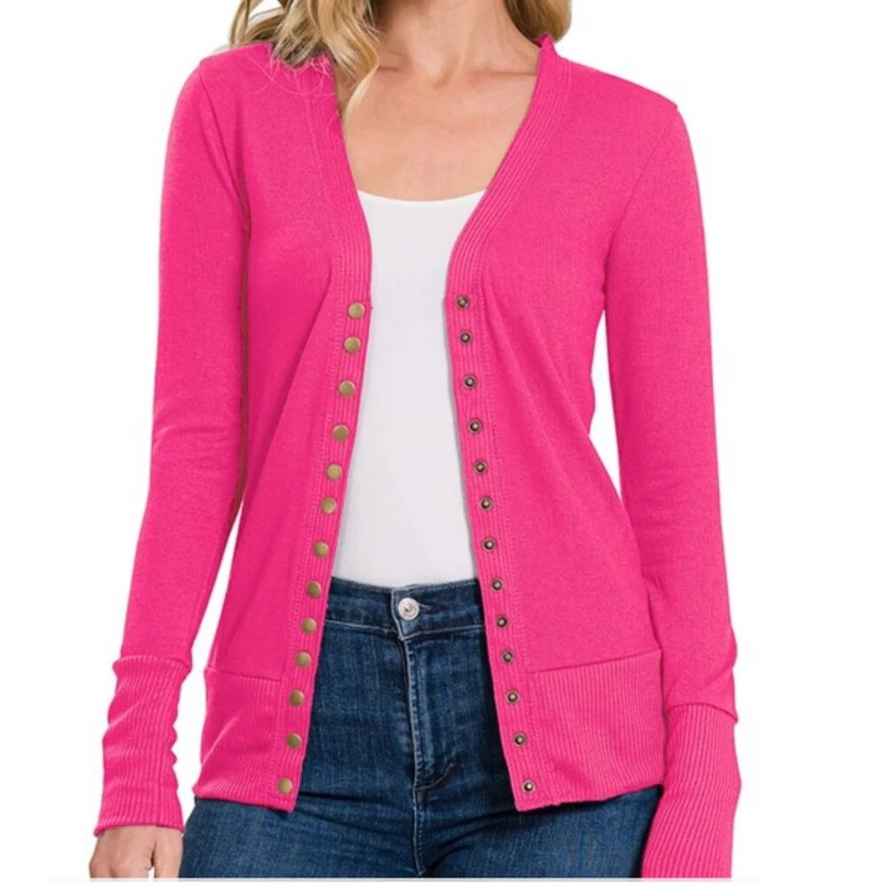 Long Sleeve Knit Snap Button Cardigan Sweater